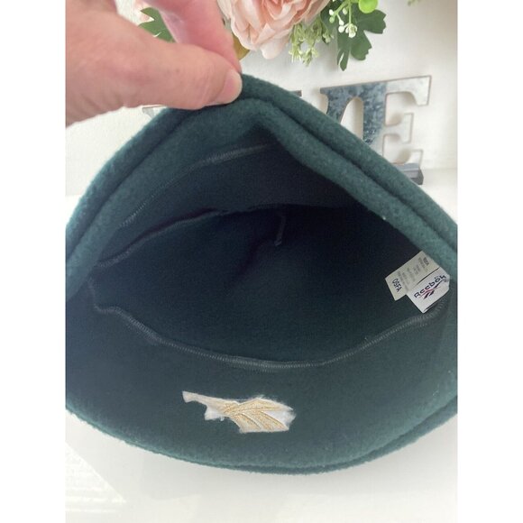 Vintage Reebok OSFA Cuffless Green Unisex Hat Beanie One Size Gold Logo EUC - Picture 13 of 16